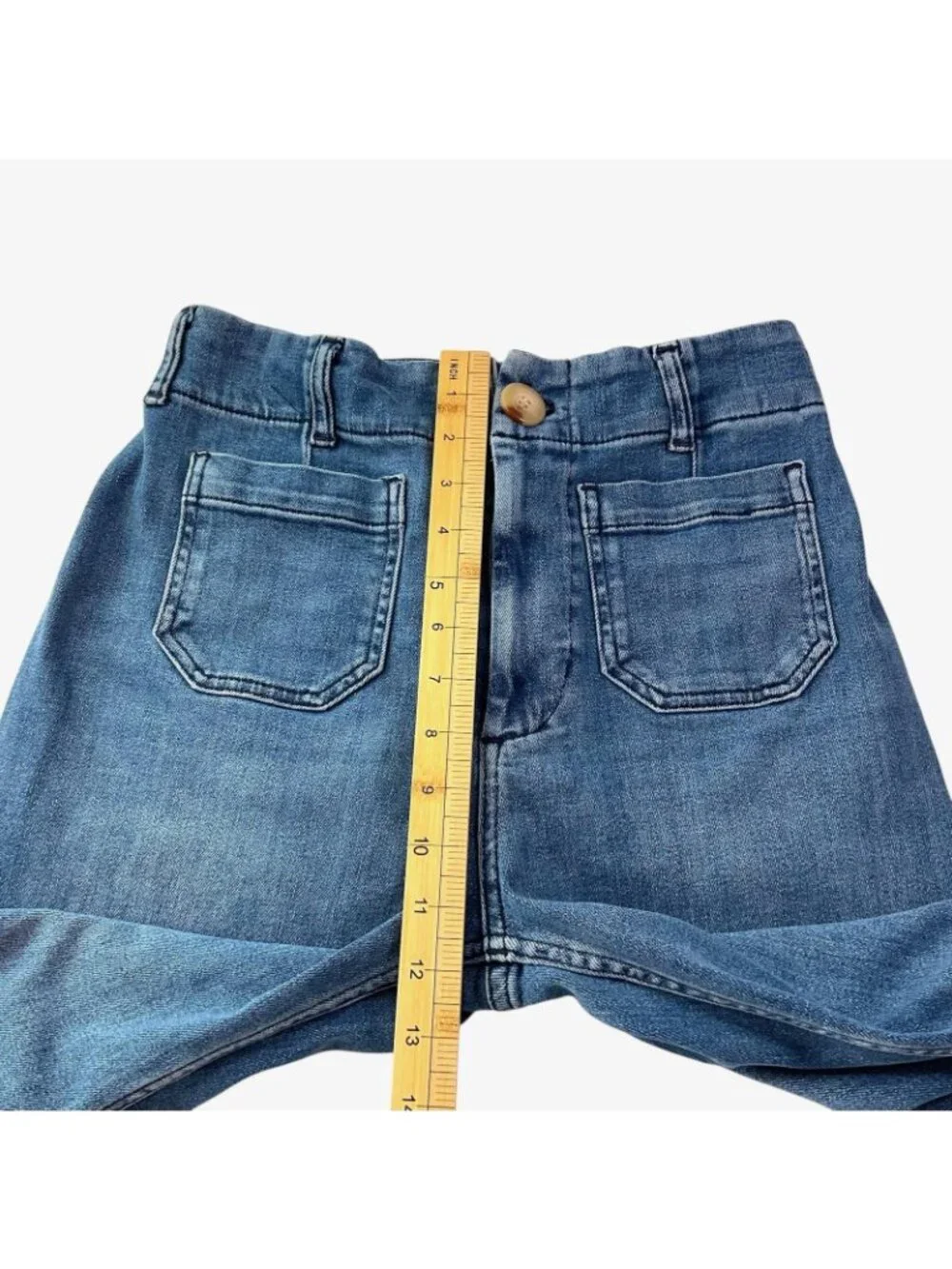 Maeve The Colette Wide Leg Jeans Womens 27 Blue High Rise Crop Denim Stretch